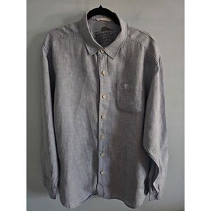 Tommy Bahama XL Blue Chambray 100% Linen Button Long‎ Sleeve Shirt Resort